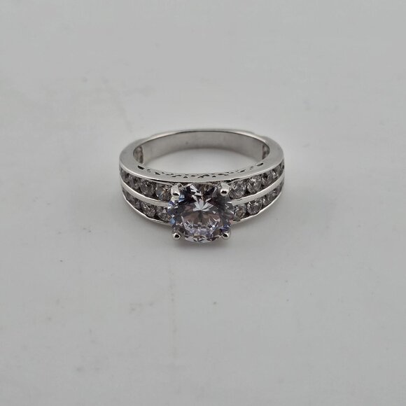 Sterling Silver Cubic Zirconia Engagement Wedding Ring 7 Solitaire Style 925 - Picture 9 of 14